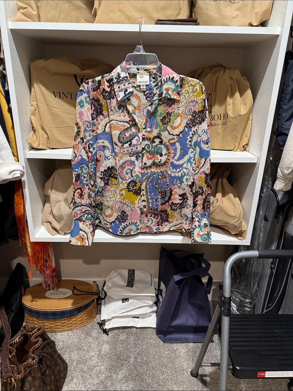 Paisley-Print Long-Sleeve Button-Up Blouse - Multicolor